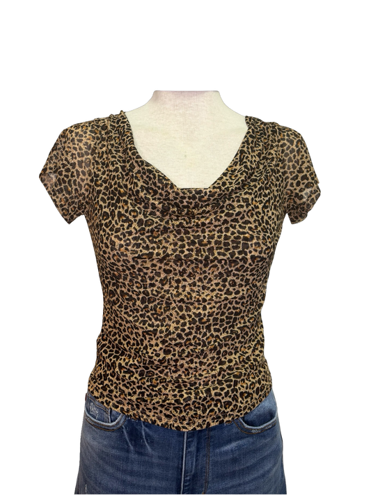 Cowl Neck Leopard Printed Top
