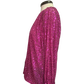 Glitter Keyhole Blouse Hot Pink