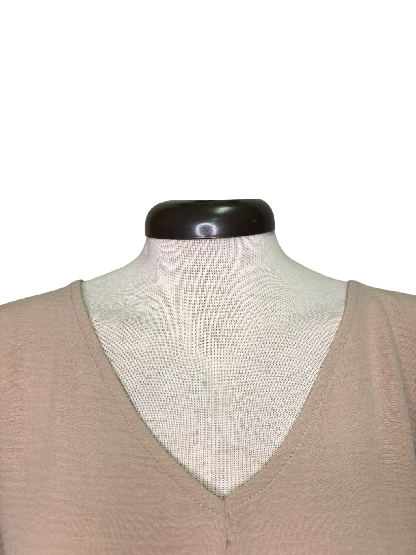 Puff Sleeve V Neck Blouse Top Taupe