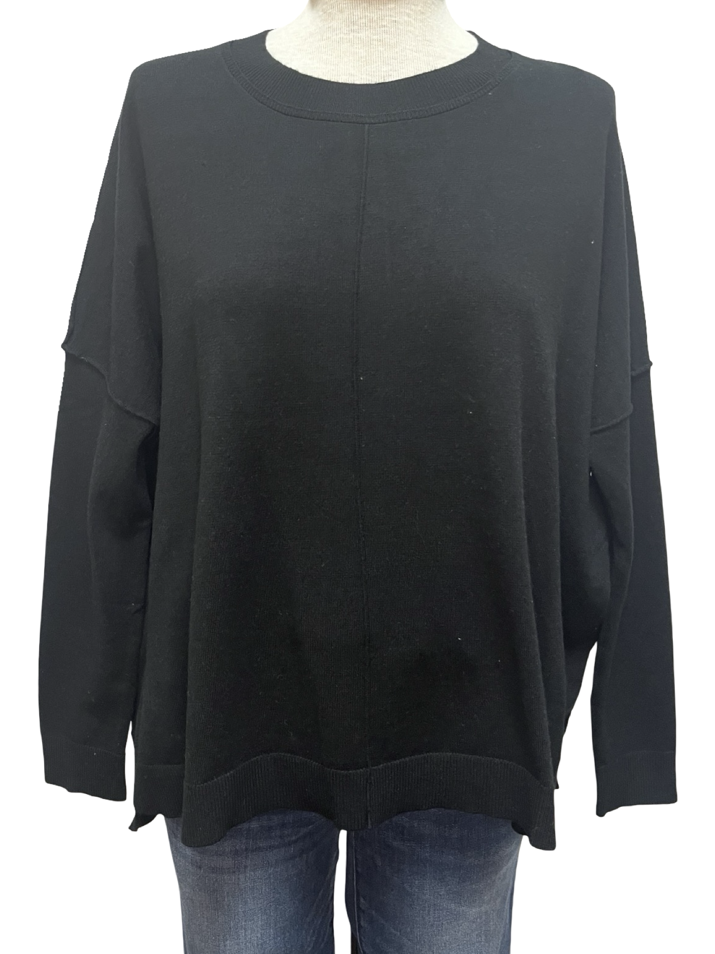 Round Neck Sweater Top Black