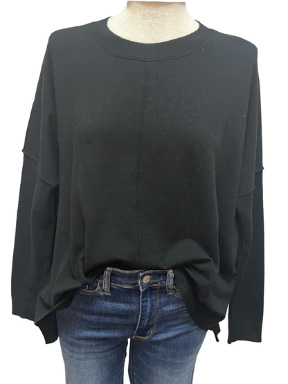 Round Neck Sweater Top Black