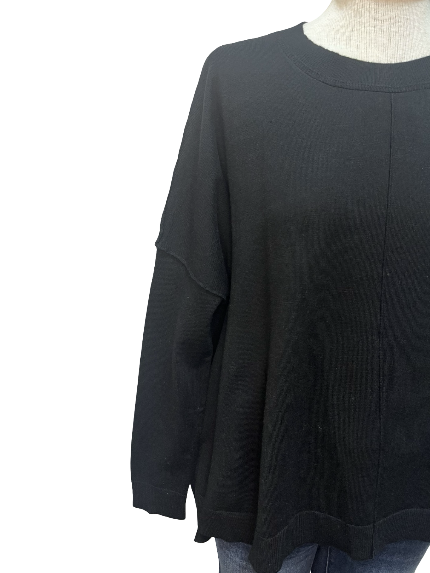 Round Neck Sweater Top Black