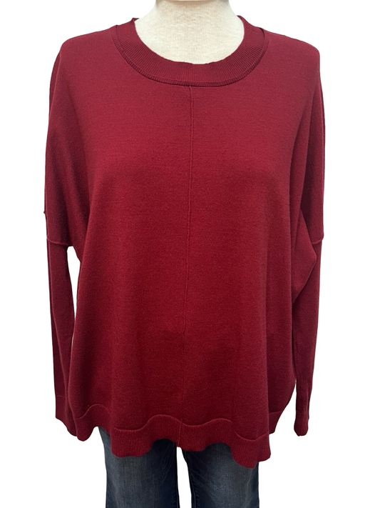 Round Neck Sweater Top Merlot