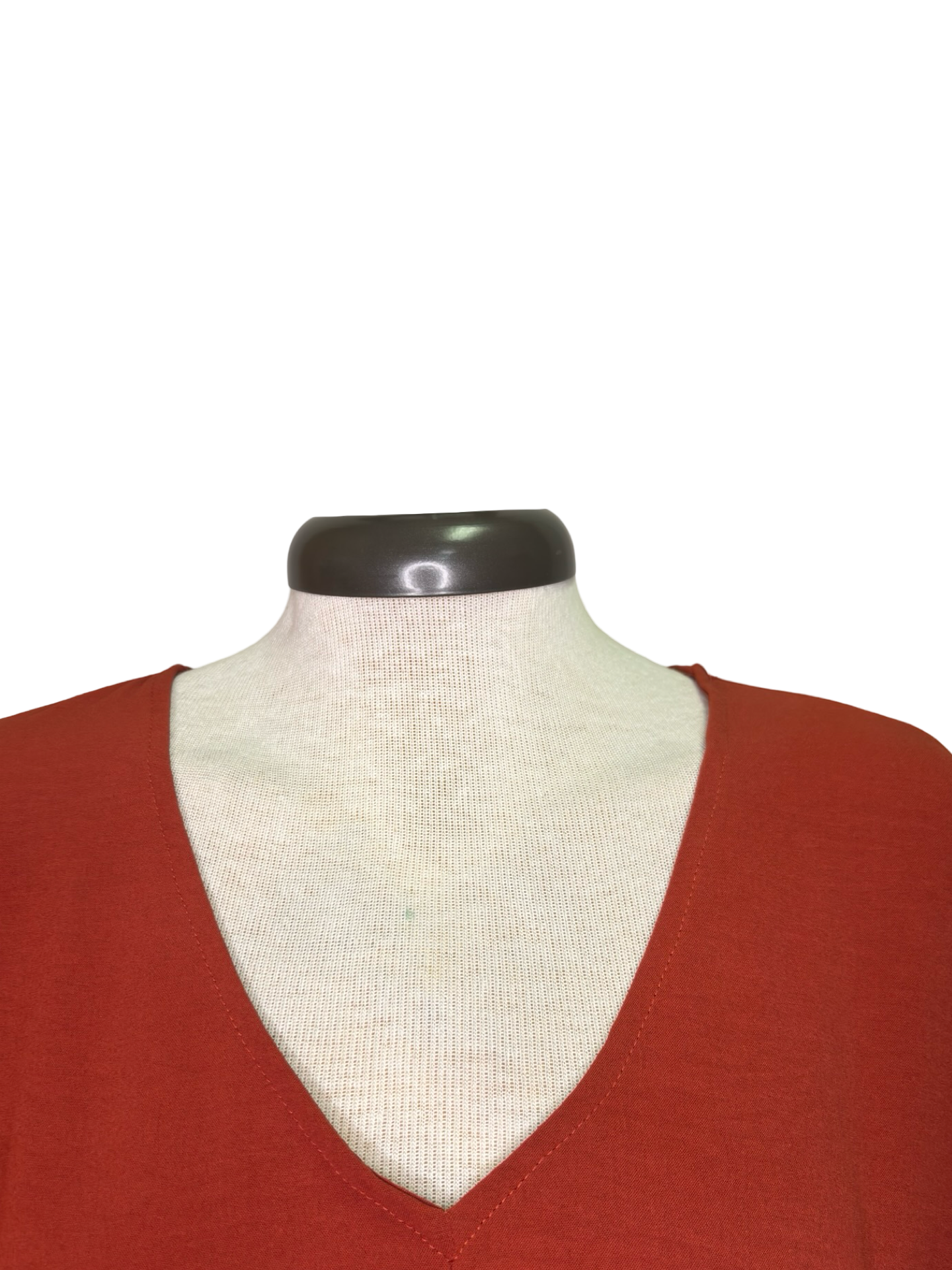 Short Sleeve V Neck Blouse Top Rust