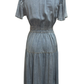 Snow Washed Smocked V-Neck Chambray Dress
