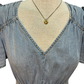 Snow Washed Smocked V-Neck Chambray Dress