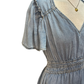 Snow Washed Smocked V-Neck Chambray Dress