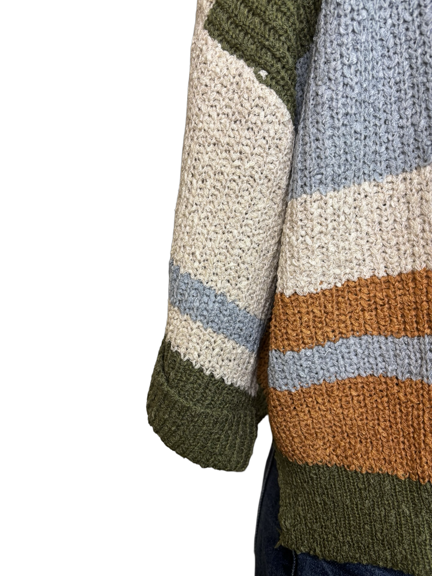 Striped Notched Collar Top Fern