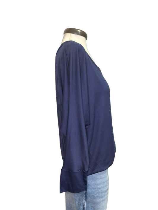 V Neck Dolman Top Navy