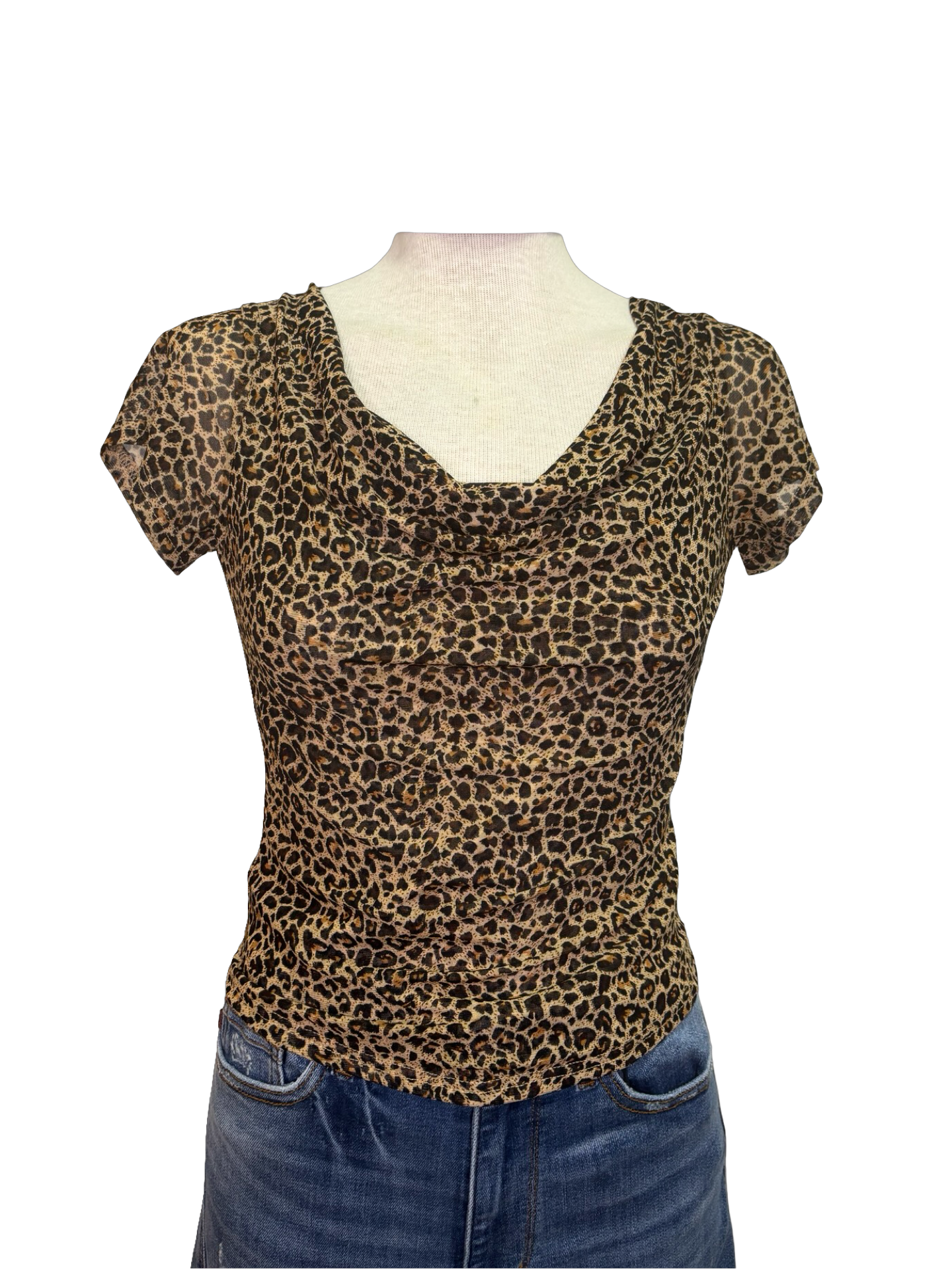 Cowl Neck Leopard Printed Top