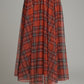Plaid Mesh Midi Skirt Red
