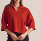 Knit 3/4 Sleeve V Neck Top