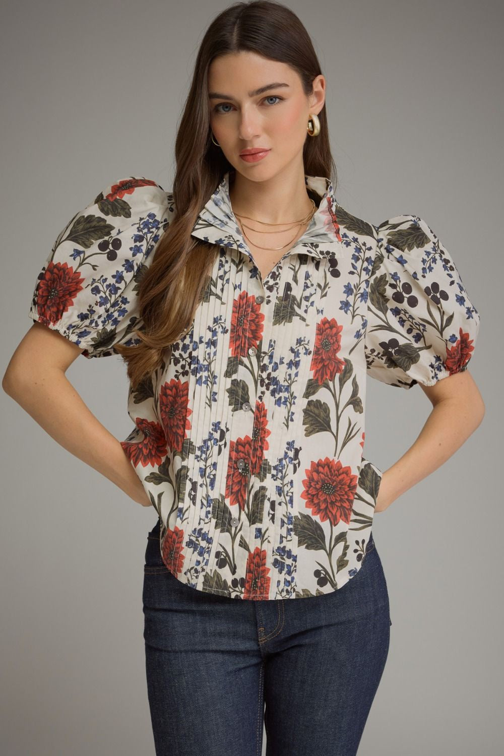 Fall Floral Puff Sleeve Top