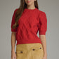 Short Puff Sleeve Sweater Scarlet