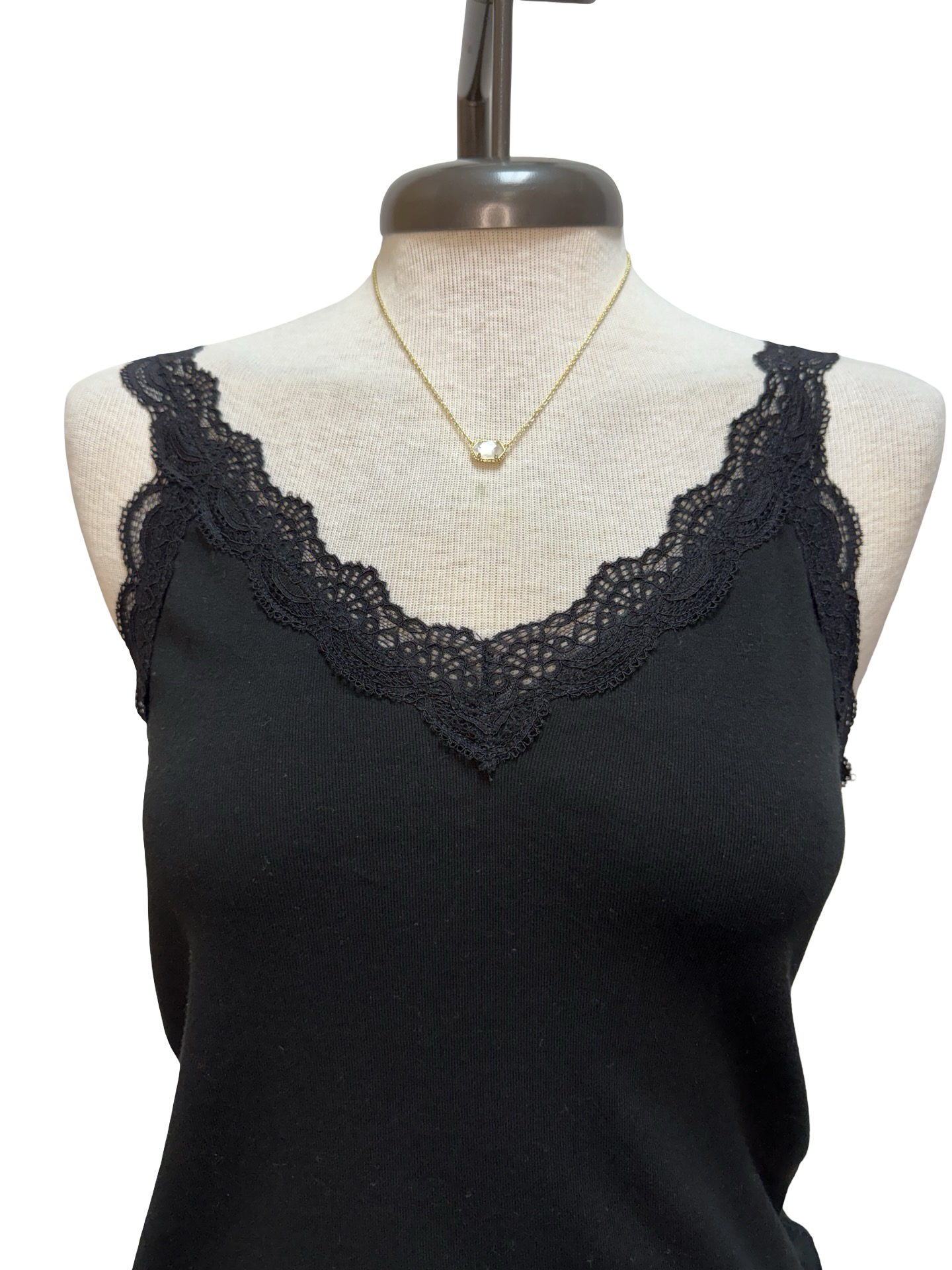 Eve Lace Trim Tank Black