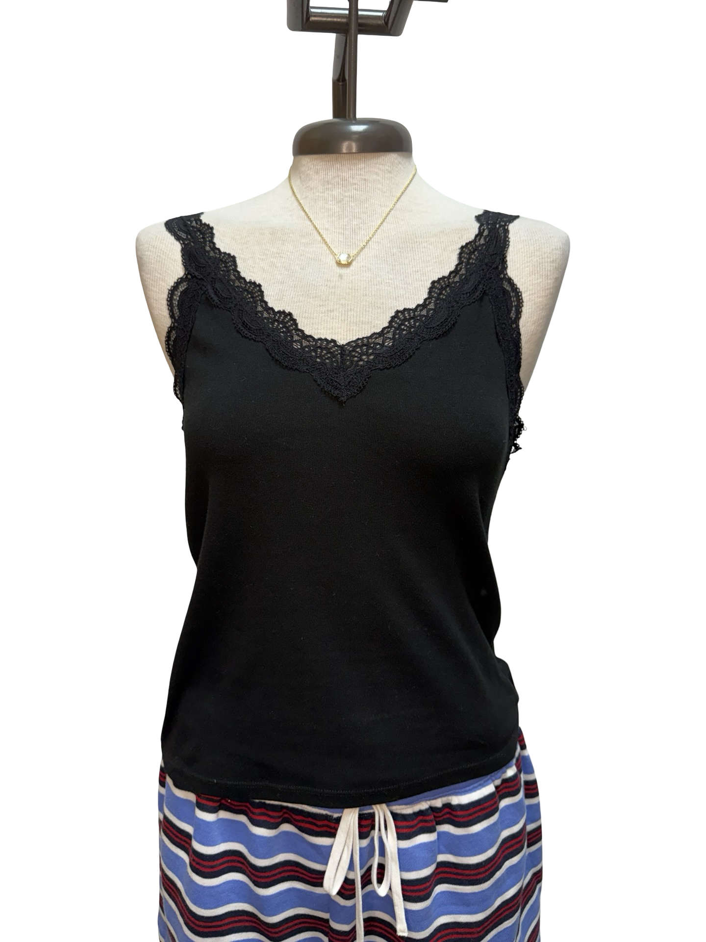 Eve Lace Trim Tank Black