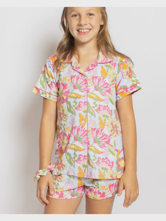 Girl's  Summer Bouquet Sleep Shorts Set