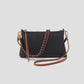 Darcy Crossbody by Hobo in Black and Tan Pebbled Leather