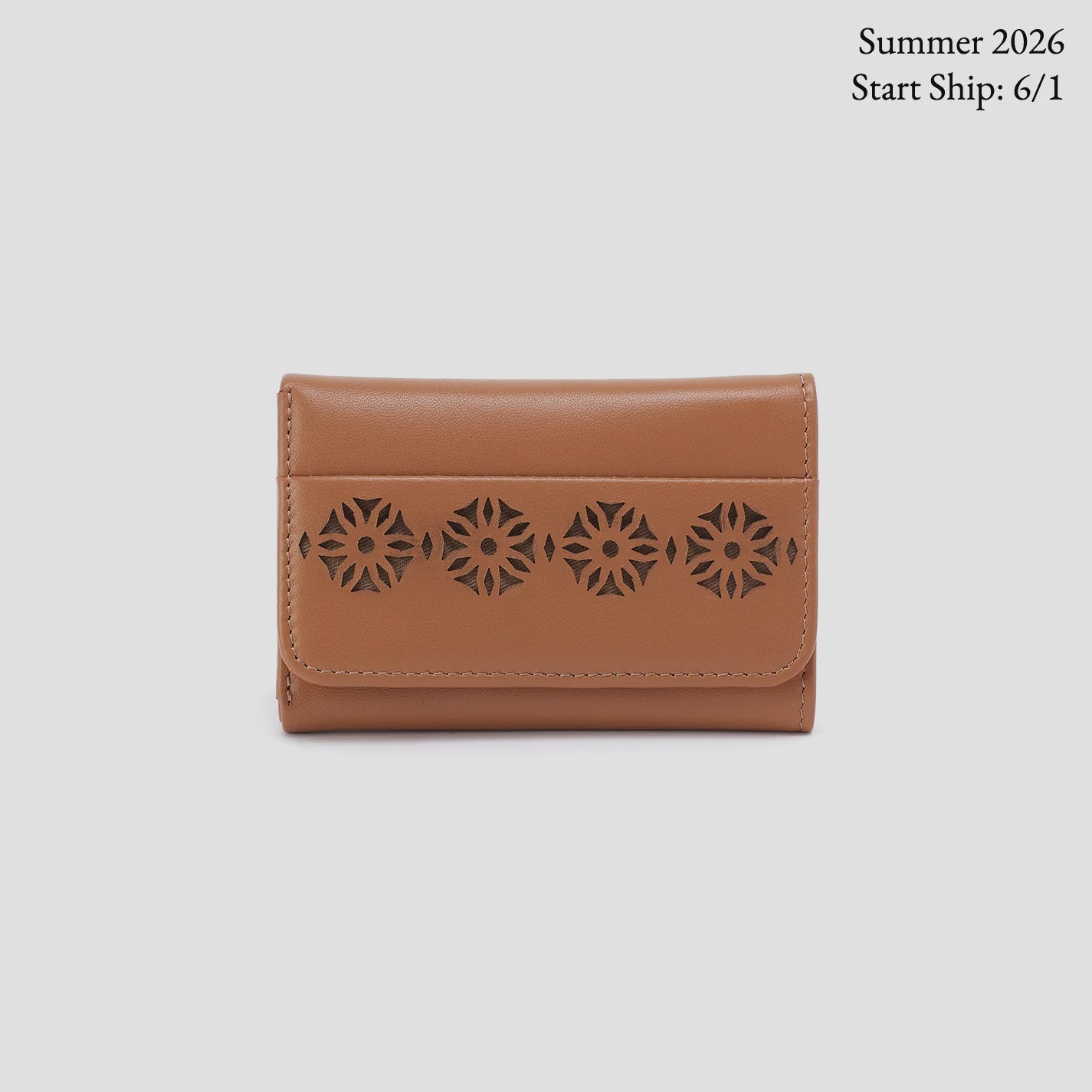 Jill Trifold Wallet by Hobo in Sun-Perf Leather Canyon Petal