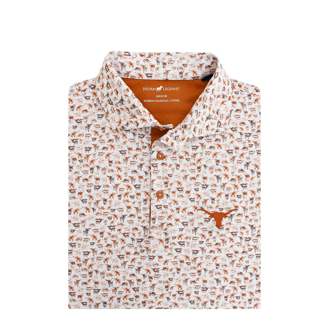 Texas Longhorns Drove Polo White with Burnt Orange & Brown