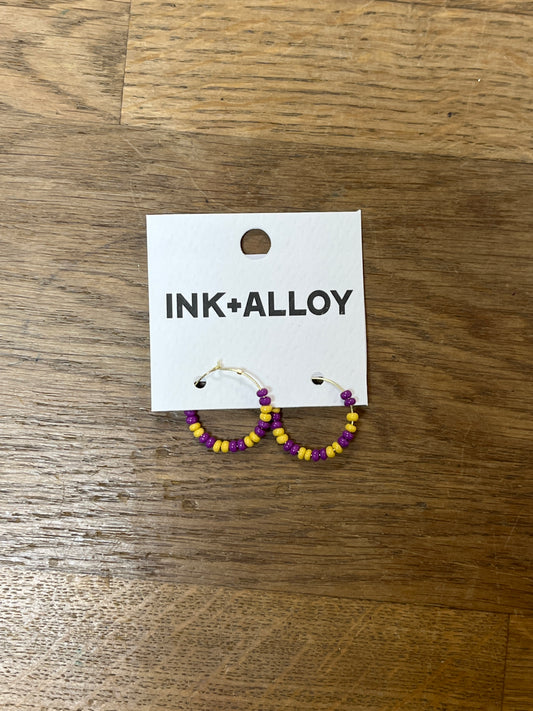 Victoria Hoop Earrings Yellow+Purple