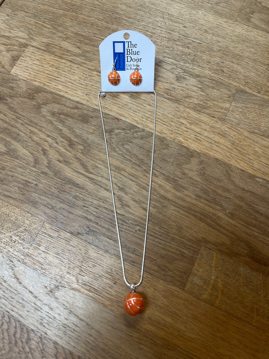 Basketball Set Necklace/Dangle Earrings