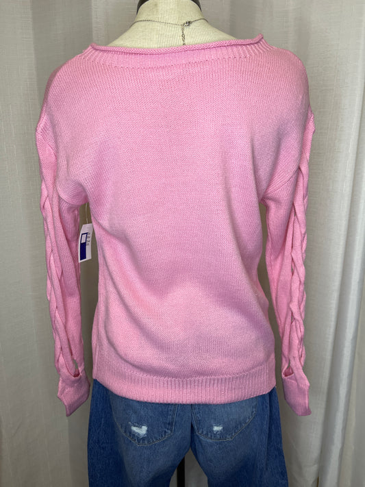Pink Woven Sleeve Sweater