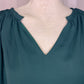 Green Pleated V Neck Blouse