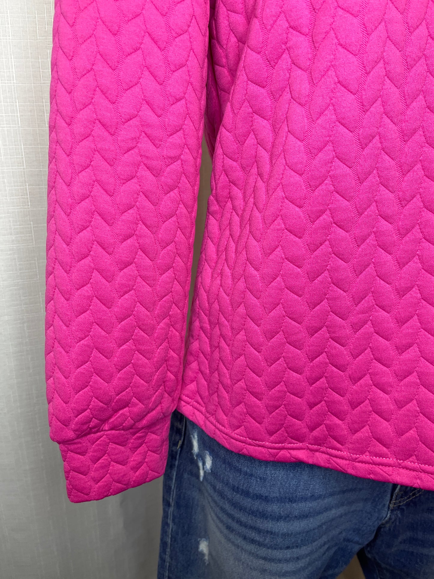 Rose Textured Puff Sleeve Sweatshirt