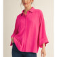 Textured Button Down Top Hot Pink