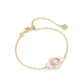 Abbie Medallion Delicate Chain Bracelet Gold Pink Mix
