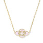 Abbie Medallion Short Pendant Necklace Gold Pink Mix