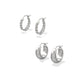 Gabriella Set of Huggie Earrings Vintage Silver