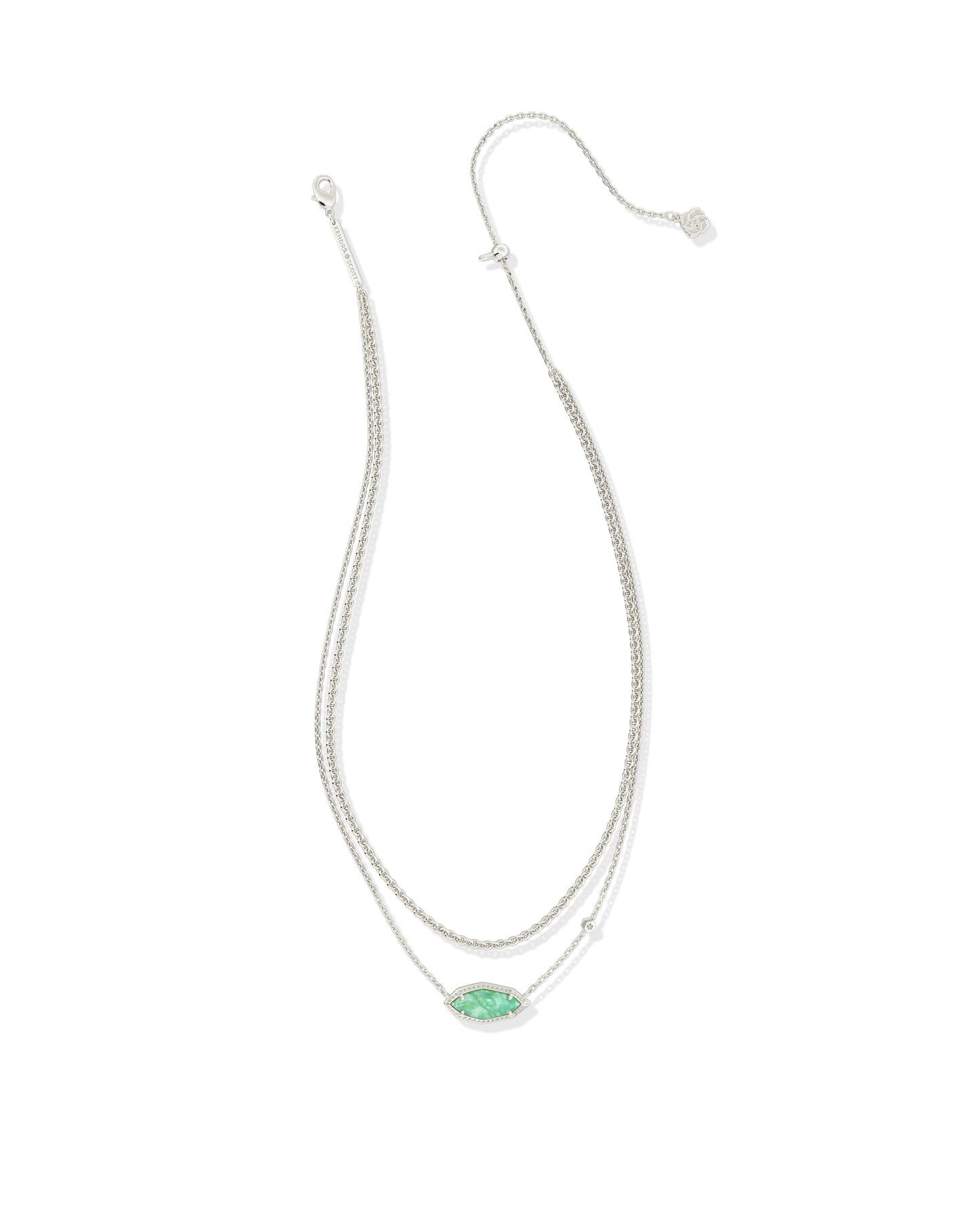 Ophelia Multi Strand Necklace Silver Mint Iridescent Abalone