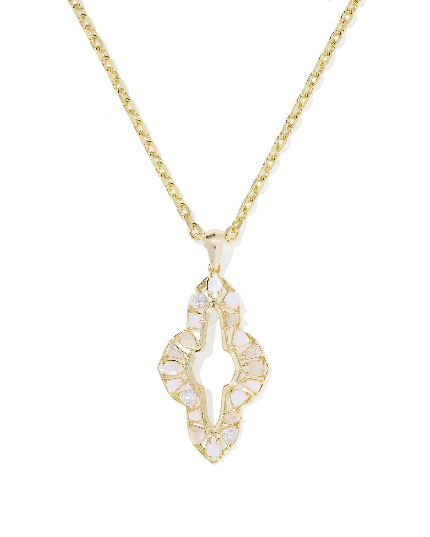 Abbie Crystal Long Pendant Necklace Gold Neutral Mix