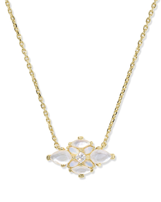 Abbie Crystal Short Pendant Necklace Gold Neutral Mix