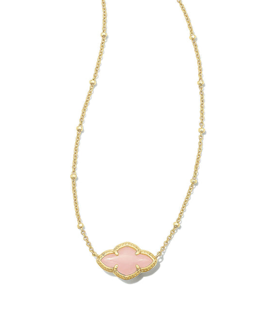Abbie Pendant Necklace Gold Rose Quartz