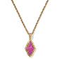 Adeline Short Pendant Necklace Vintage Gold Dark Fuchsia Variegated Magnesite