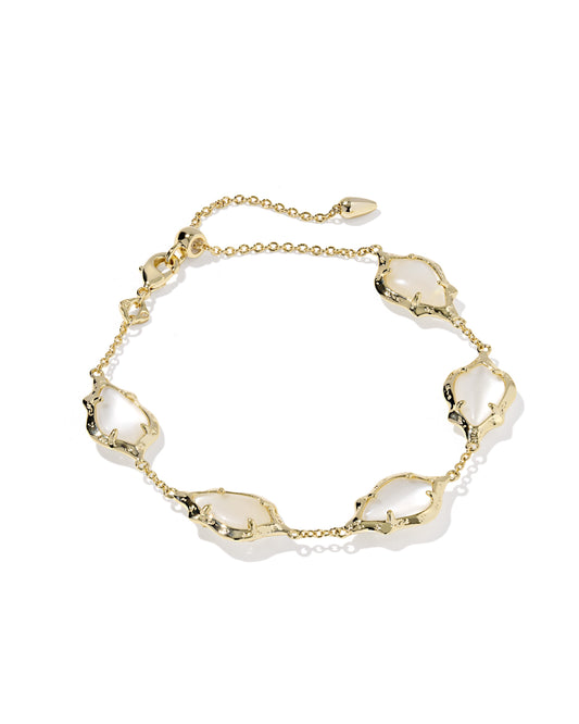 Adriana Scallop Fram Delicate Chain Bracelet Gold Natural MOP