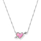 Ari Heart Arrow Pendant Necklace Silver Pink Opalescent Resin