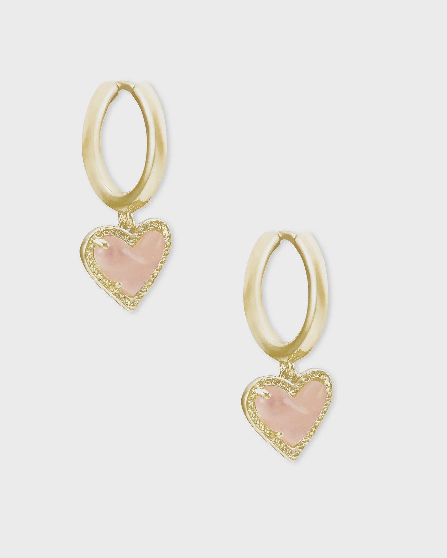 Ari Heart Huggie Earrings Gold Rose Quartz