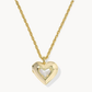 Ari Puffy Heart Locket Short Pendant Necklace Gold Ivory MOP