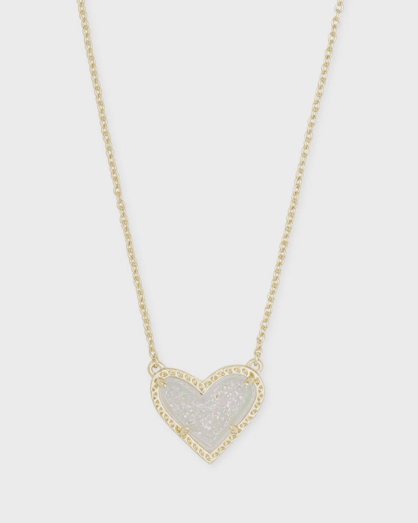 Ari Heart Short Pendant Necklace Gold Iri Drusy