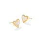 Ari Heart Stud Earrings Gold Ivory MOP