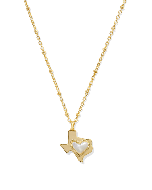 Ari Heart Texas Short Pendant Necklace Gold Ivory MOP