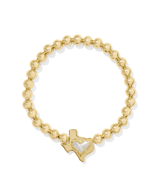 Ari Heart Texas Stretch Bracelet Gold Ivory MOP