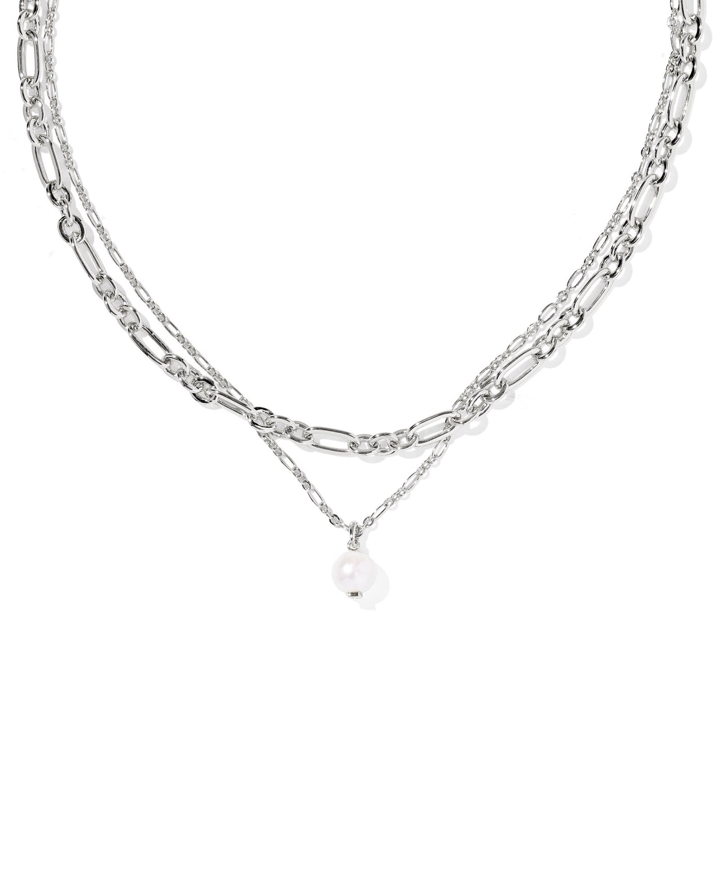 Ashton Multi Strand Necklace Silver Freshwater Pearl