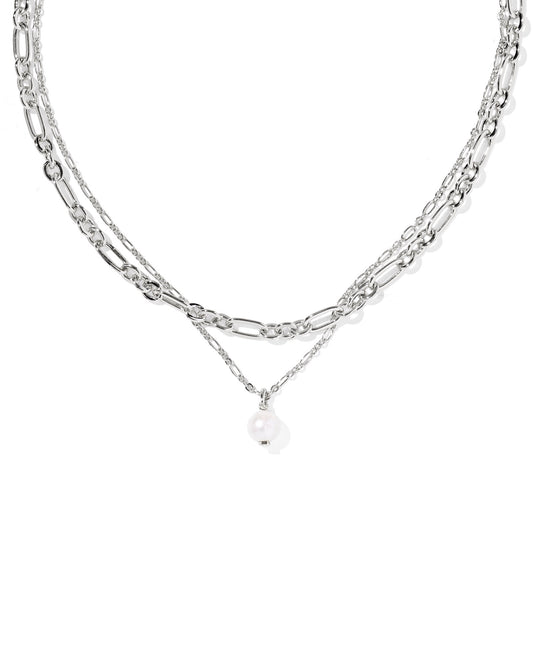 Ashton Multi Strand Necklace Silver Freshwater Pearl