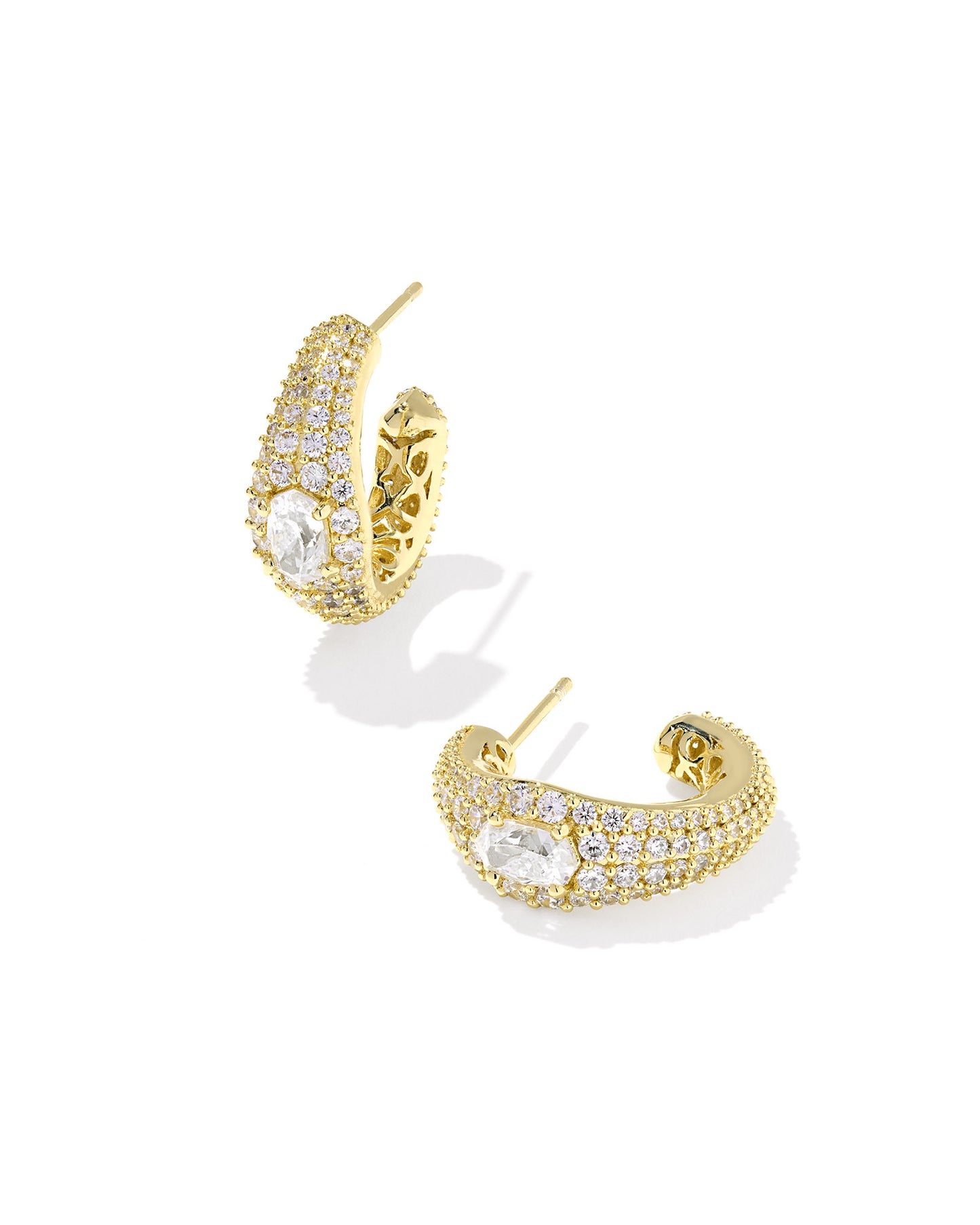 Bella Hoop Earrings Gold White CZ