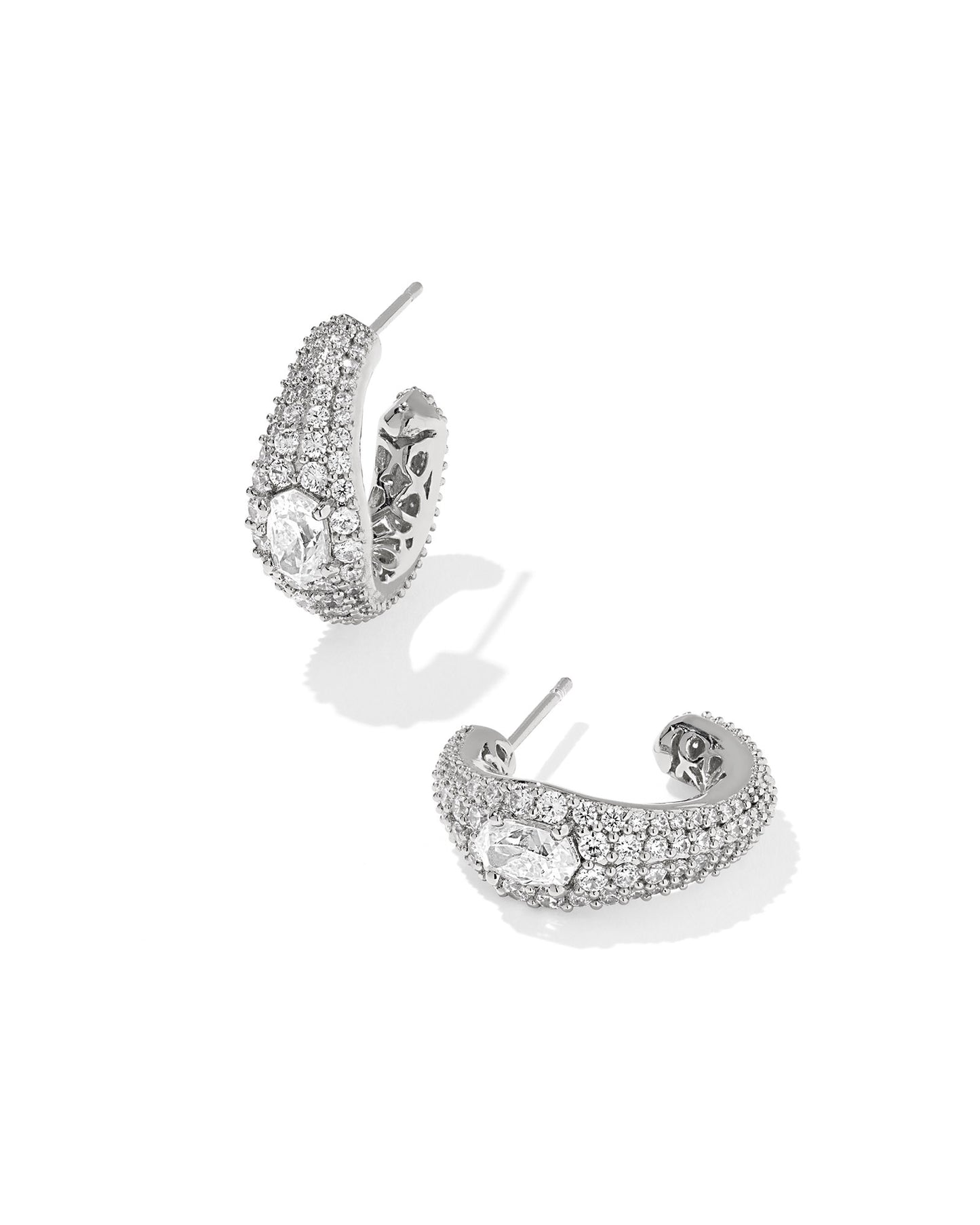 Bella Hoop Earrings Silver White CZ